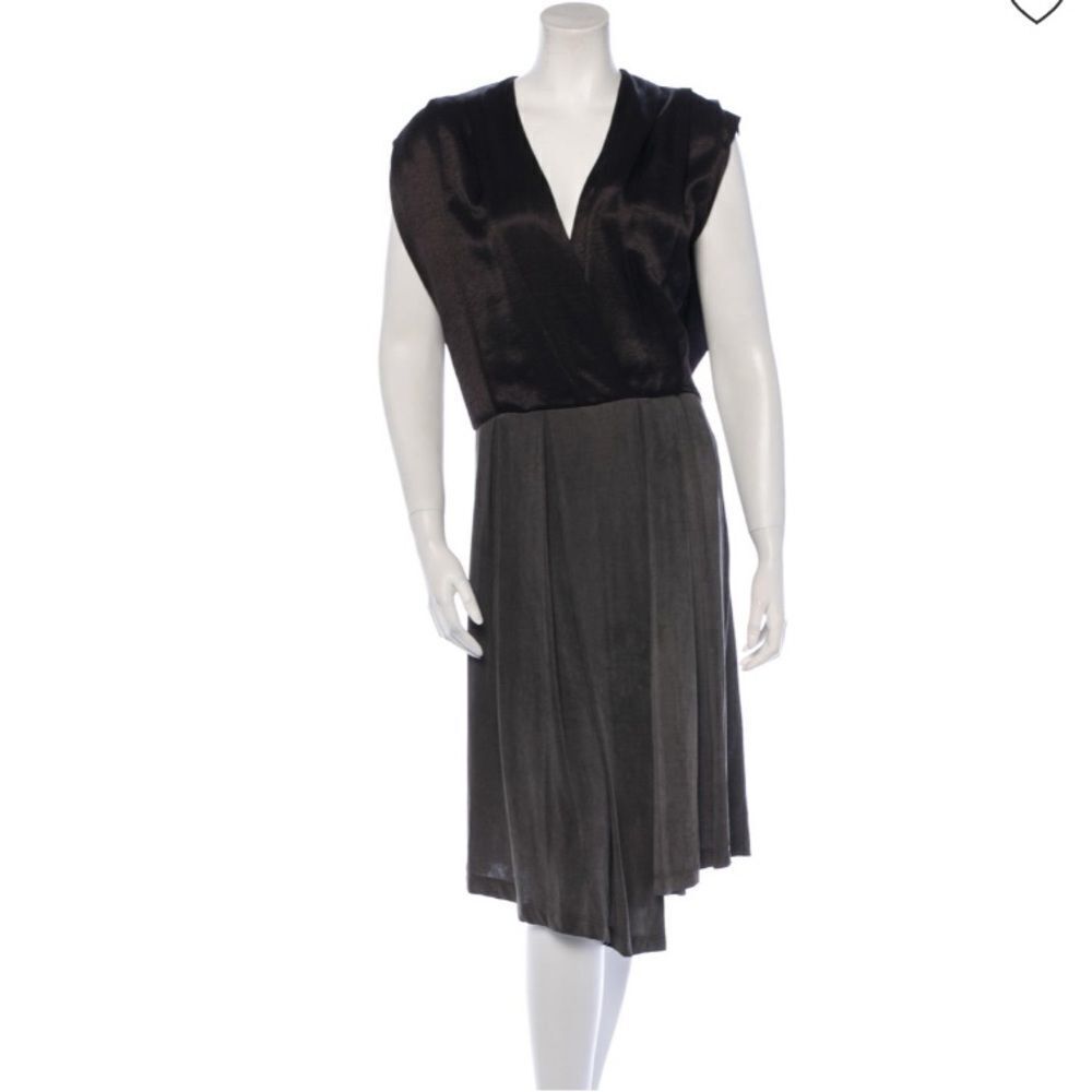 VPL Grey and black‎ midi A-line dress